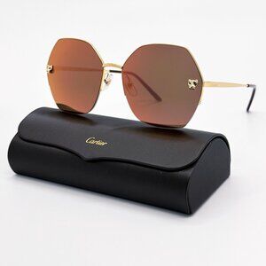 NEW CARTIER SUNGLASSES CT0332S 005 GOLD/BROWN WOMEN EYEWEAR CARTIER